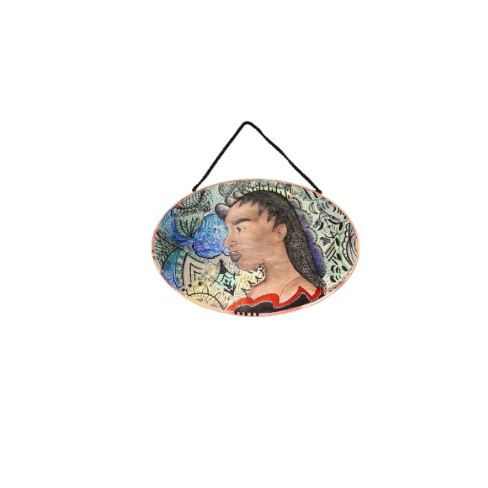 🆕 Hand Drawn Hanging Plaque of African Woman